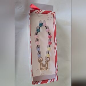 A new day Pink and Teal Beaded Phone Wristlet Strap NWT